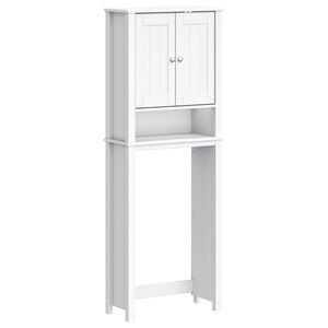 vidaXL Шкаф над тоалетната чиния BERG бял 60x27x164,5 см масивно дърво