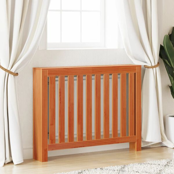 vidaXL Параван за радиатор восъчнокафяв 108,5x19x84 см бор масив