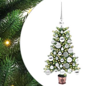 vidaXL Коледно дърво с 150 LED светодиода с поставка Зелен 65 cm ПЕ