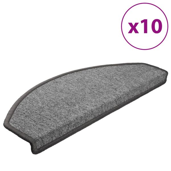 vidaXL Изтривалки за стълби, 10 бр., 65x24x4 см, тъмносиви, полукръгли, големи