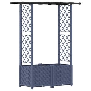 vidaXL Повдигнато легло с решетка и покривка Сиво 124,5 x 40 x 136 см