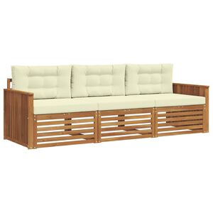 vidaXL Комплект дивани за открито 3 pcs Натурален и Крема