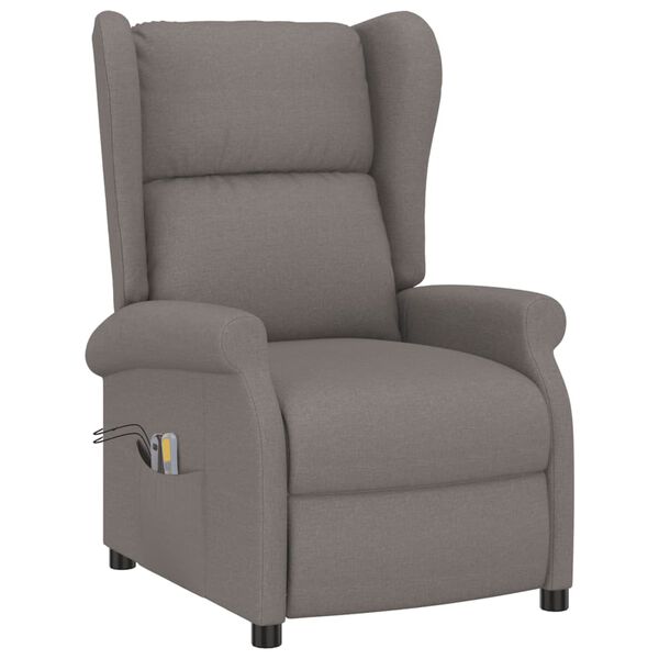vidaXL Wingback електрически масажен стол, таупе, текстил