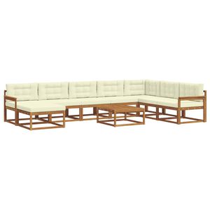vidaXL Комплект дивани за открито 9 pcs Натурален и Крема