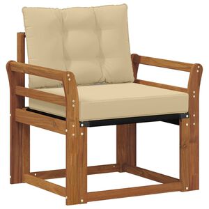 vidaXL Външен диван Солидно акациево дърво и текстилена Естествен