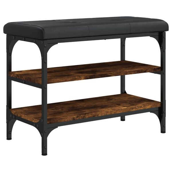 vidaXL Пейка за обувки, опушен дъб, 62x32x47 см, инженерно дърво