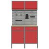 vidaXL Комплект работни шкафове с чекмедже с рафт 6 pcs Червено
