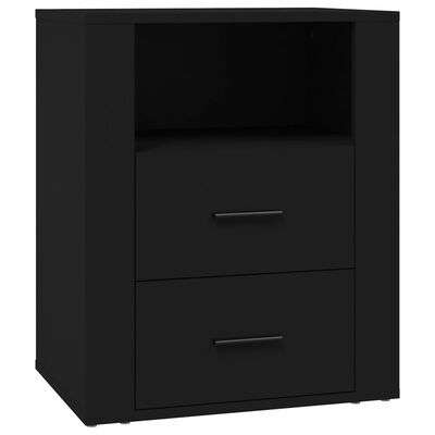 vidaXL Нощно шкафче, черно, 50x36x60 см, инженерно дърво