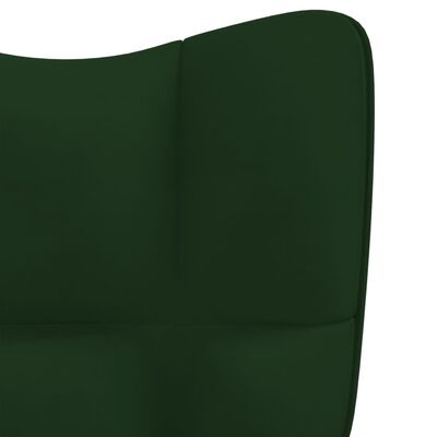 vidaXL Люлеещ се стол с табуретка, тъмнозелен, кадифе