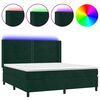 vidaXL Боксспринг легло с матрак и LED, тъмнозелено, 180x200см, кадифе