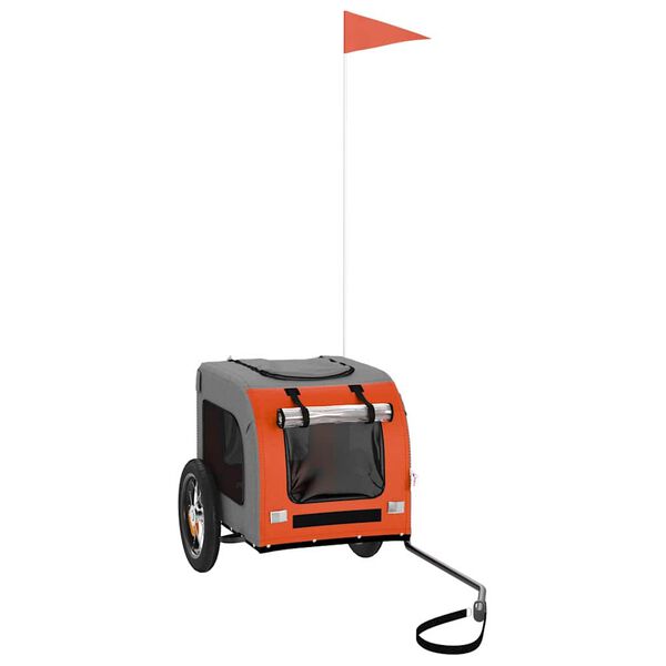 vidaXL Ремарке за велосипед за домашни любимци оранжево и сиво