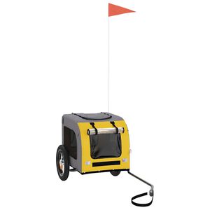 vidaXL Ремарке за колело за любимци жълт и сив Оксфорд плат и желязо