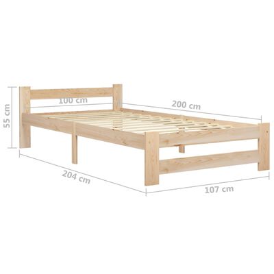 vidaXL Рамка за легло, бор масив, 100х200 см