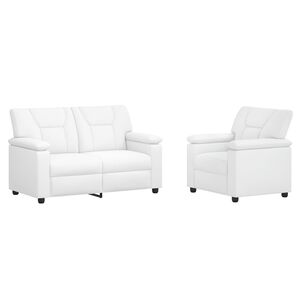 vidaXL Комплект дивани 2 pcs Бяло Изкуствена