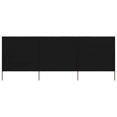 vidaXL Параван против вятър от 3 панела, текстил, 400x160 см, черен