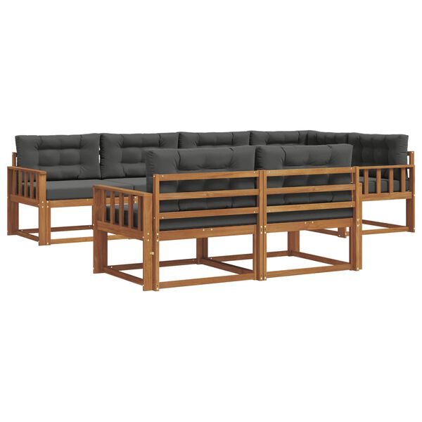 vidaXL Комплект дивани за открито 7 pcs Натурален и Антрацит