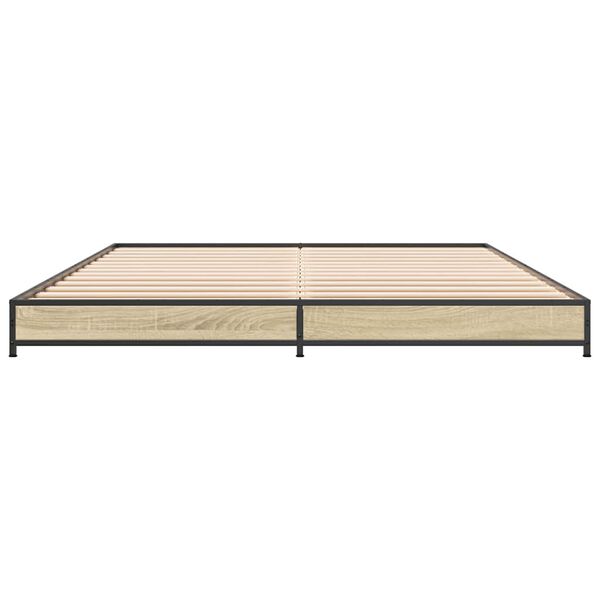 vidaXL Рамка за легло, дъб сонома, 120x200 см, инженерно дърво и метал