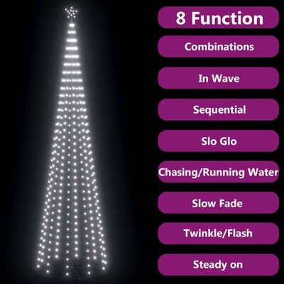 vidaXL Коледна елха конус, 752 LED студено бяло, декорация, 160x500 см