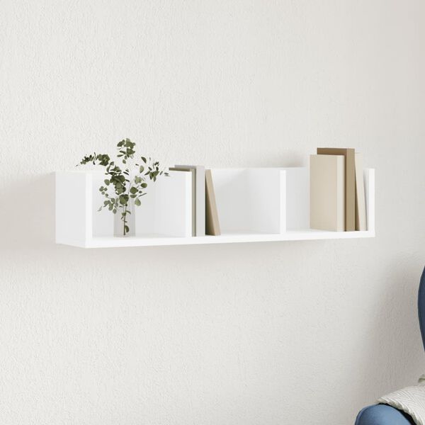 vidaXL Стенен шкаф, бял, 75x18x16,5 см, инженерно дърво