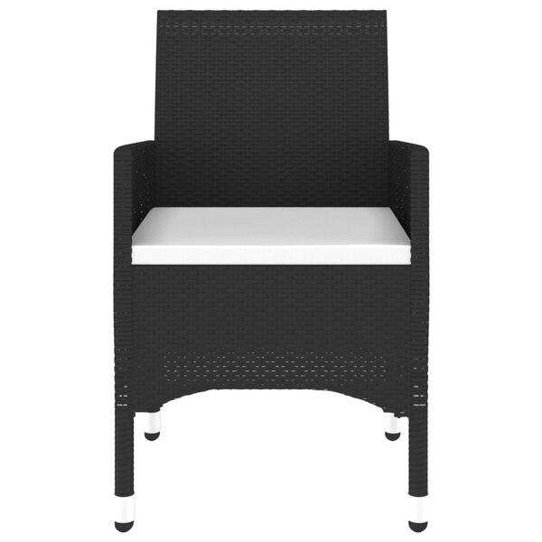 vidaXL Градински комплект, 7 части, полиратан и закалено стъкло, черен