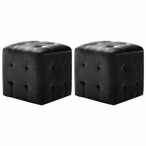 vidaXL Пуфове, 2 бр, черни, 30x30x30 см, кадифен текстил
