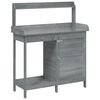 vidaXL Маса за разсаждане с шкаф сива 110,5x45x124,5 см масивна ела