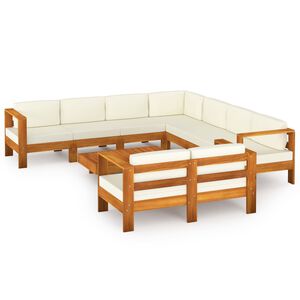 vidaXL Градински комплект с възглавници, 9 части, 100x60 см, акациево дърво