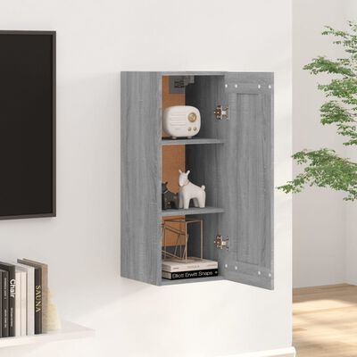 vidaXL стенен шкаф, сив сонома, 35x34x90 см, инженерно дърво