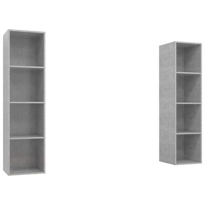 vidaXL ТВ шкафове за стенен монтаж, 2 бр, бетонно сиви, ПДЧ