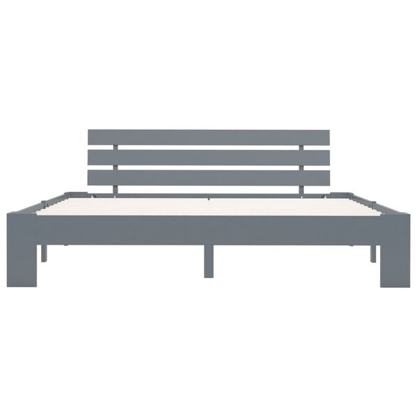 vidaXL Рамка за легло, сива, бор масив, 160x200 см