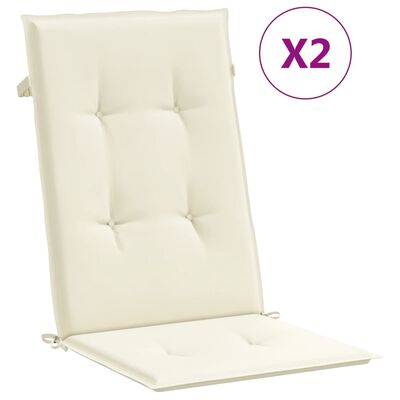 vidaXL Възглавници за стол с облегалка 2 бр кремави 120x50x3 см плат