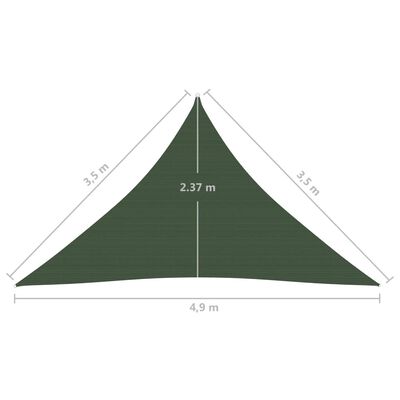 vidaXL Платно-сенник, 160 г/м², тъмнозелено, 3,5x3,5x4,9 м, HDPE