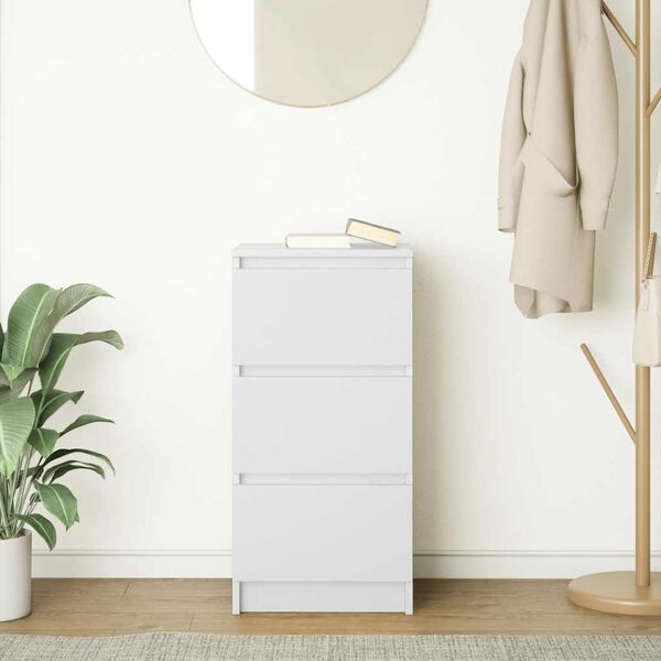 vidaXL Сайдборд, бял, 37,5x35x76 см, инженерно дърво