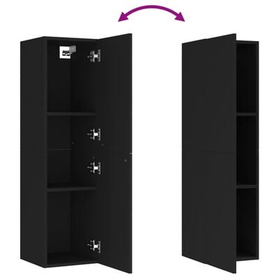 vidaXL ТВ шкаф, черен, 30,5x30x110 см, ПДЧ