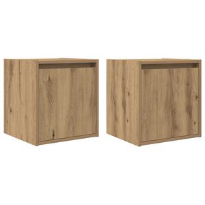 vidaXL Нощни шкафчета за стенен монтаж, 2 бр, дъб артизан, 38x34x40 см
