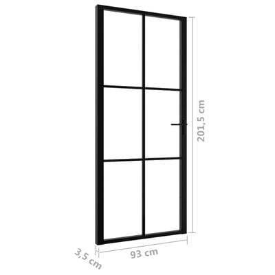 vidaXL Интериорна врата, ESG стъкло и алуминий, 93x201,5 см, черна