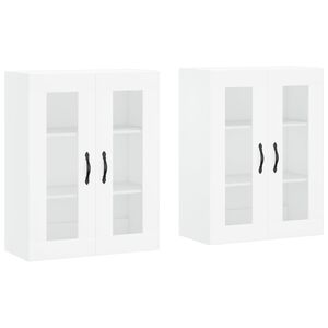vidaXL Стенни шкафове, 2 бр, бели, инженерно дърво