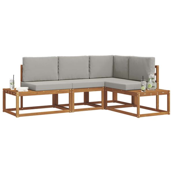 vidaXL Комплект дивани за открито 4 Брой Естествено и светло сиво