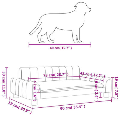 vidaXL Кучешко легло, сиво, 90x53x30 см, изкуствена кожа