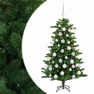 vidaXL Изкуствена коледна елха с топки 120 см 150 LED светодиода