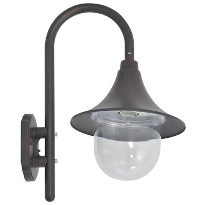 vidaXL Градинска стенна лампа, E27, 42 см, алуминий, бронзов цвят