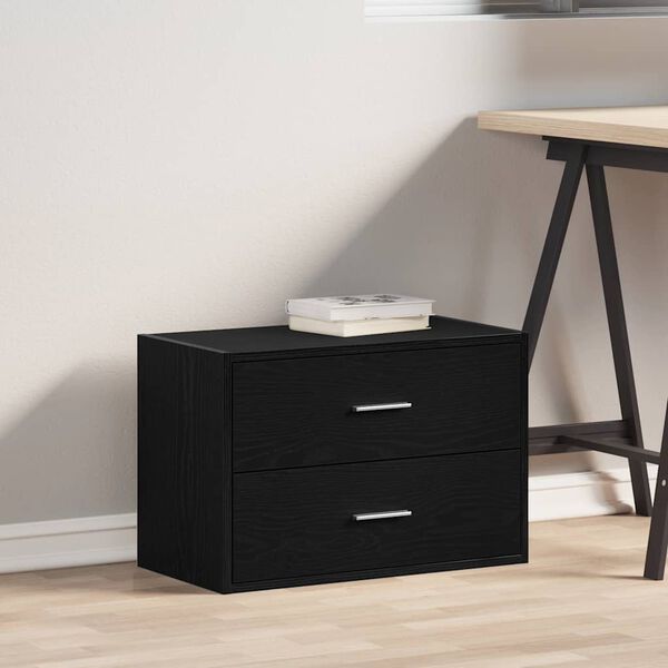 vidaXL Шкаф с 2 чекмеджета черен дъб 60x31x40 см инженерно дърво