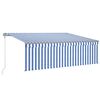 vidaXL Автоматично прибиращ се сенник с щора, 4,5x3 м, синьо и бяло