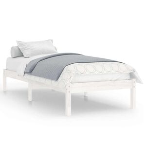vidaXL Рамка за легло бяла масивно дърво 75x190 см Small Single