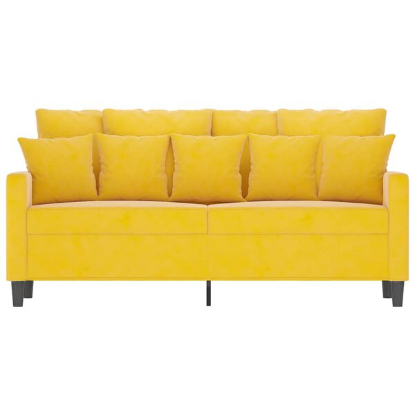 vidaXL 2-местен диван, жълт, 140 см, кадифе