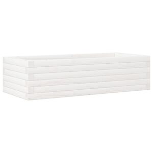 vidaXL Градински сандък, бял, 90x40x23 см, масивна борова дървесина