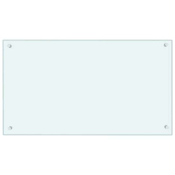 vidaXL Кухненски гръб, млечен, 90x50 см, закалено стъкло