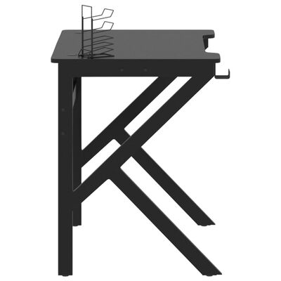 vidaXL Гейминг бюро с К-образни крака, черно, 90x60x75 см