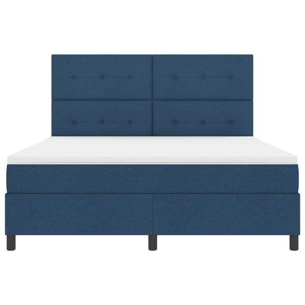 vidaXL Легло с пружинирана основа с матрак Синьо 180 x 200 cm текстил