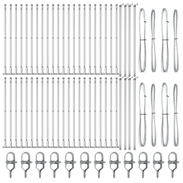 vidaXL Стълб за ограда. Друг 52 pcs Сив 3,2 x 3,2 x 110 см Стомана